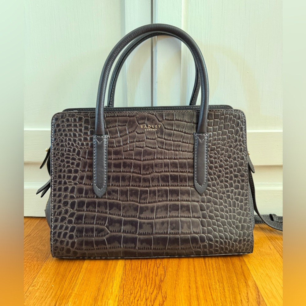 Radley London Croc Embossed Charcoal Handbag - Multiway - Picture 3 of 6